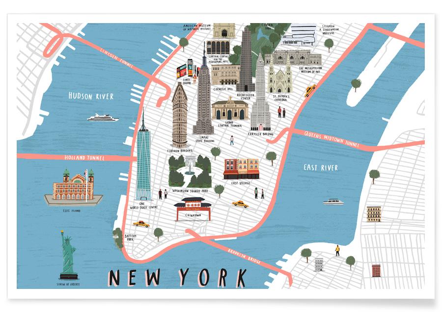 New York Map Poster Juniqe Uk