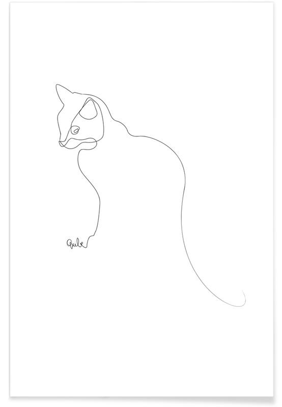 Chat Dessin Au Trait Affiche