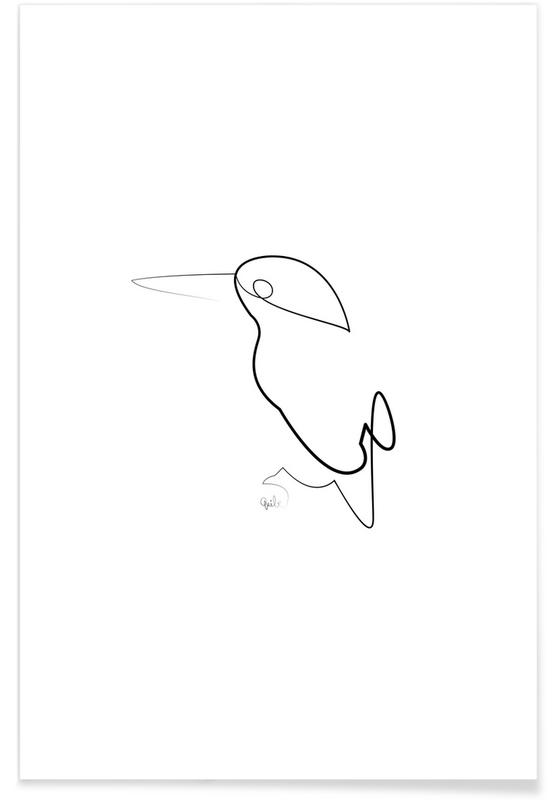 Oiseau De Nuit Dessin Au Trait Affiche